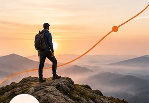 Illustrative visual of progress along an orange path